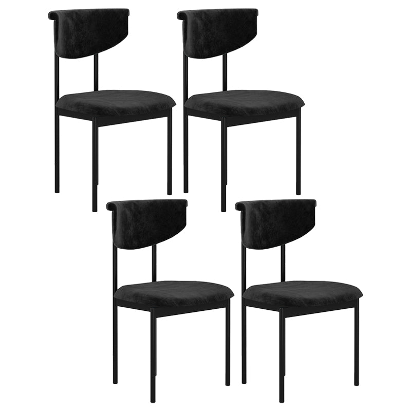 Contemporary Style Metal Chair Set Open Back Side Dining Room Kitchen Chairs Black 4 Piece Set Clearhalo ' kitchen&dining_furn' 'Dining Chairs' 'Dining Tables & Seating' 'dining_chair' 'furn' 'furn_dining_chair' 'Furniture' 'furniture_dining_chair' 'Kitchen & Dining Furniture' 'kitchen' 4129024