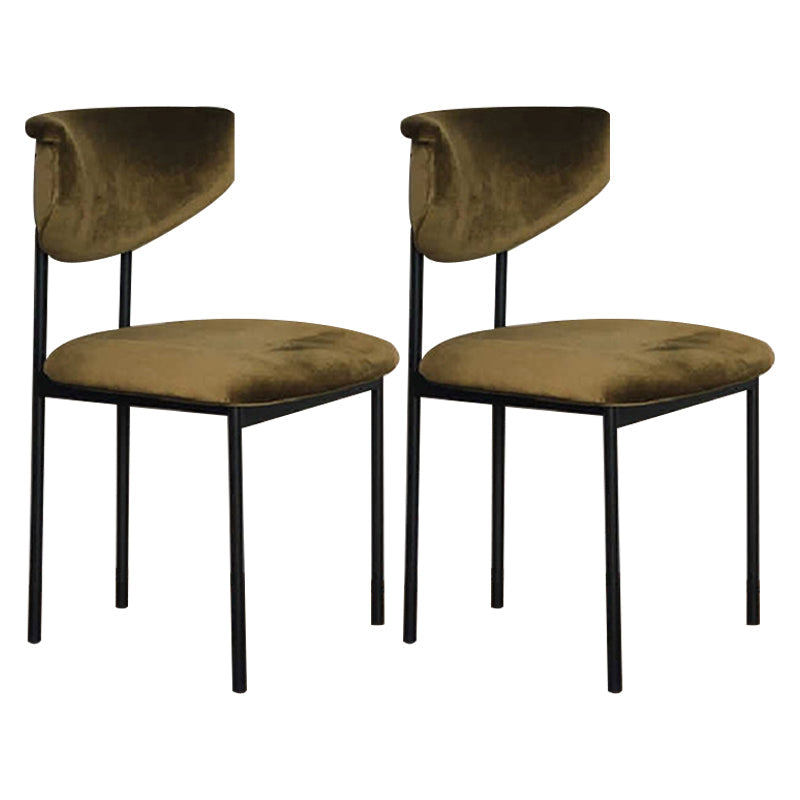 Contemporary Style Metal Chair Set Open Back Side Dining Room Kitchen Chairs Yellow-Green 2 Piece Set Clearhalo ' kitchen&dining_furn' 'Dining Chairs' 'Dining Tables & Seating' 'dining_chair' 'furn' 'furn_dining_chair' 'Furniture' 'furniture_dining_chair' 'Kitchen & Dining Furniture' 'kitchen' 4129026