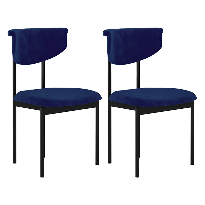 Contemporary Style Metal Chair Set Open Back Side Dining Room Kitchen Chairs Royal Blue 2 Piece Set Clearhalo ' kitchen&dining_furn' 'Dining Chairs' 'Dining Tables & Seating' 'dining_chair' 'furn' 'furn_dining_chair' 'Furniture' 'furniture_dining_chair' 'Kitchen & Dining Furniture' 'kitchen' 4129037