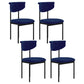 Contemporary Style Metal Chair Set Open Back Side Dining Room Kitchen Chairs Royal Blue 4 Piece Set Clearhalo ' kitchen&dining_furn' 'Dining Chairs' 'Dining Tables & Seating' 'dining_chair' 'furn' 'furn_dining_chair' 'Furniture' 'furniture_dining_chair' 'Kitchen & Dining Furniture' 'kitchen' 4129039