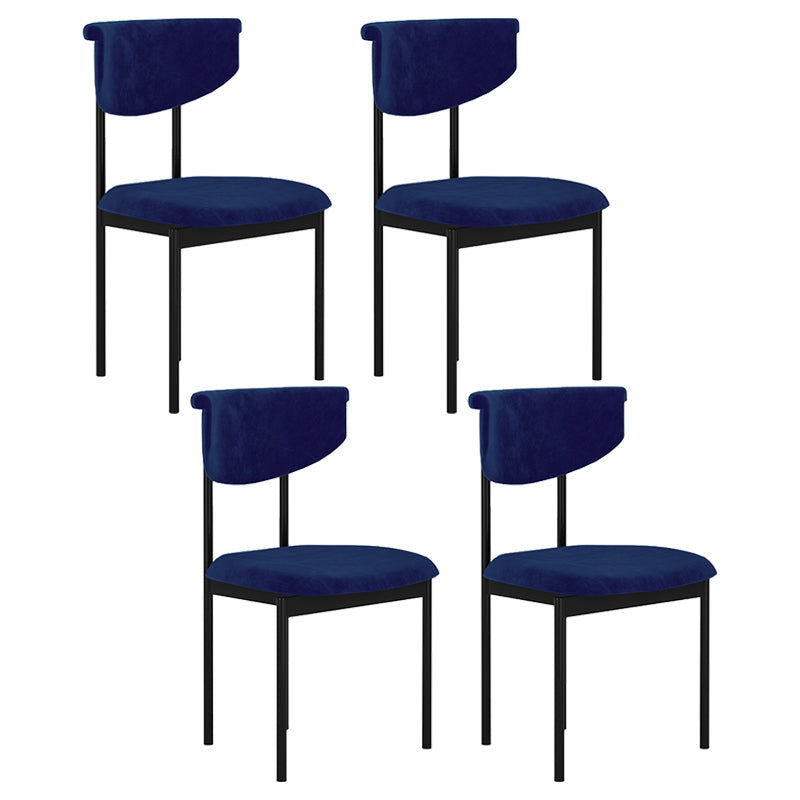 Contemporary Style Metal Chair Set Open Back Side Dining Room Kitchen Chairs Royal Blue 4 Piece Set Clearhalo ' kitchen&dining_furn' 'Dining Chairs' 'Dining Tables & Seating' 'dining_chair' 'furn' 'furn_dining_chair' 'Furniture' 'furniture_dining_chair' 'Kitchen & Dining Furniture' 'kitchen' 4129039