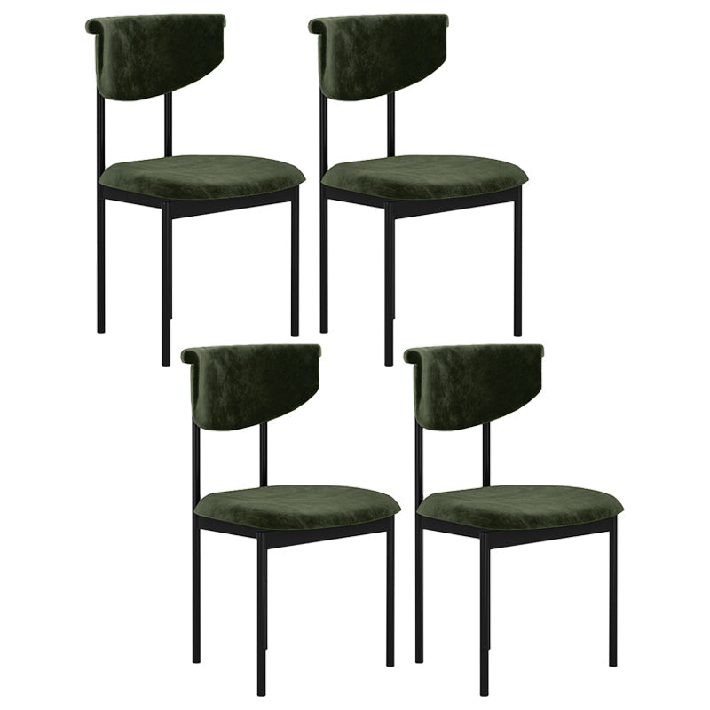 Contemporary Style Metal Chair Set Open Back Side Dining Room Kitchen Chairs Blackish Green 4 Piece Set Clearhalo ' kitchen&dining_furn' 'Dining Chairs' 'Dining Tables & Seating' 'dining_chair' 'furn' 'furn_dining_chair' 'Furniture' 'furniture_dining_chair' 'Kitchen & Dining Furniture' 'kitchen' 4129044