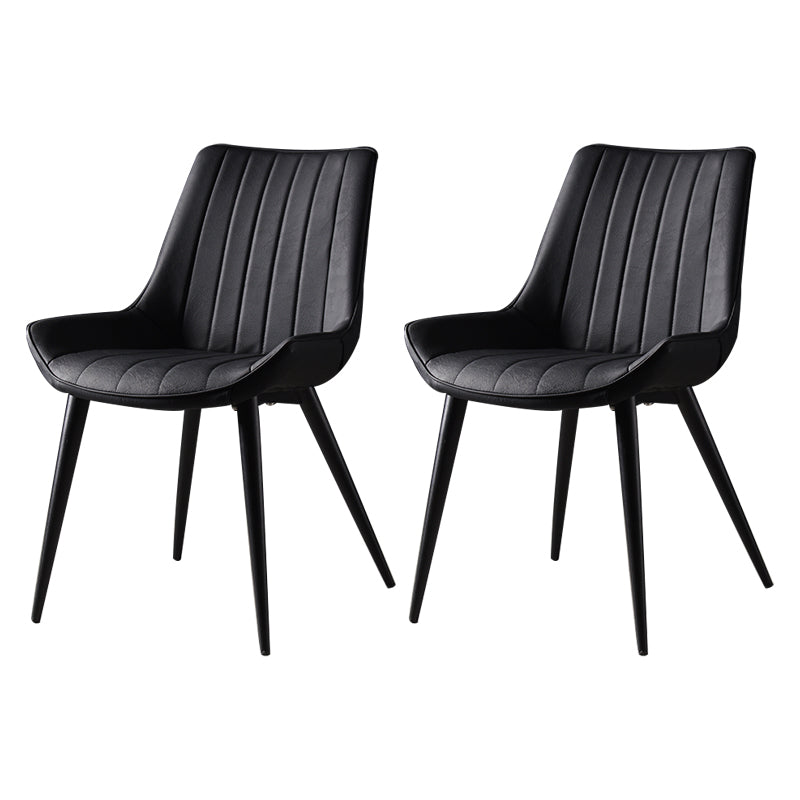 Metal Scandinavian Style Dining Chair Dining Room Armless Parsons Chair Black 2 Piece Set Black Clearhalo ' kitchen&dining_furn' 'Dining Chairs' 'Dining Tables & Seating' 'dining_chair' 'furn' 'furn_dining_chair' 'Furniture' 'furniture_dining_chair' 'Kitchen & Dining Furniture' 'kitchen' 4129061