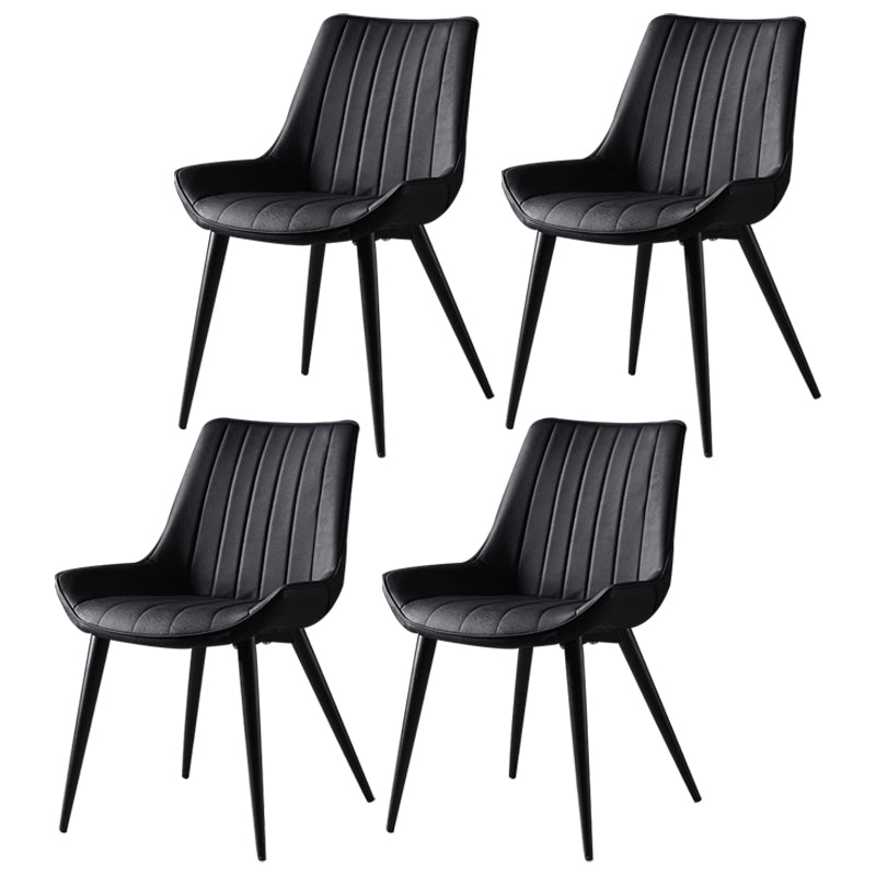 Metal Scandinavian Style Dining Chair Dining Room Armless Parsons Chair Black 4 Piece Set Black Clearhalo ' kitchen&dining_furn' 'Dining Chairs' 'Dining Tables & Seating' 'dining_chair' 'furn' 'furn_dining_chair' 'Furniture' 'furniture_dining_chair' 'Kitchen & Dining Furniture' 'kitchen' 4129064