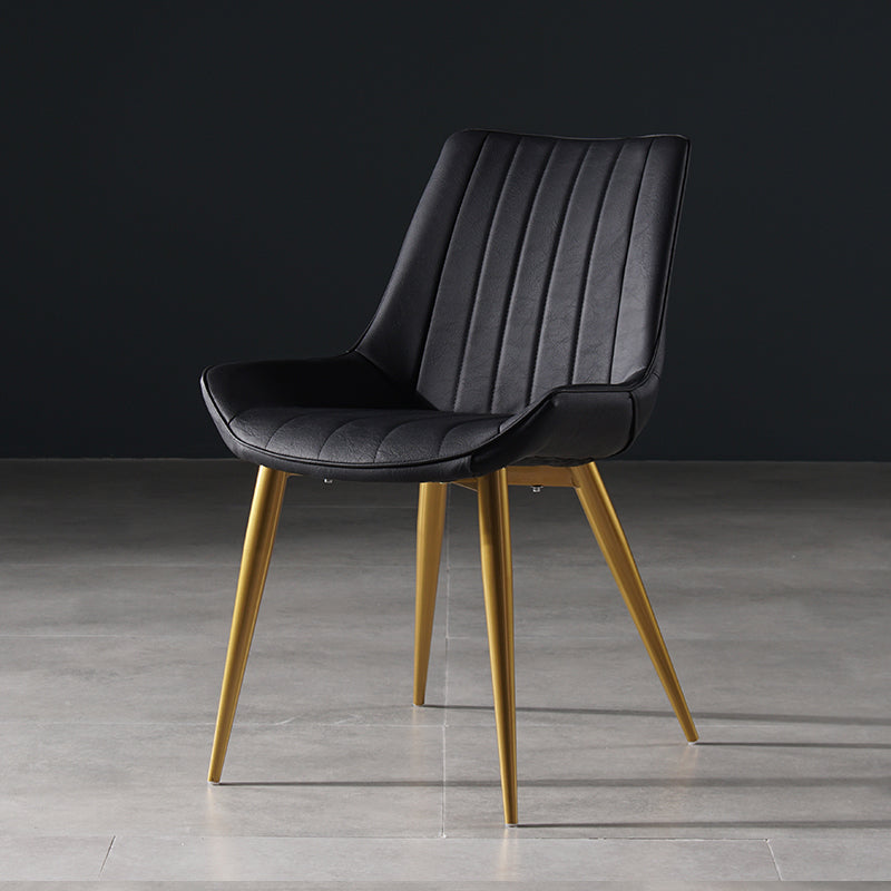 Metal Scandinavian Style Dining Chair Dining Room Armless Parsons Chair Black 1 Piece Brass Gold Clearhalo ' kitchen&dining_furn' 'Dining Chairs' 'Dining Tables & Seating' 'dining_chair' 'furn' 'furn_dining_chair' 'Furniture' 'furniture_dining_chair' 'Kitchen & Dining Furniture' 'kitchen' 4129065