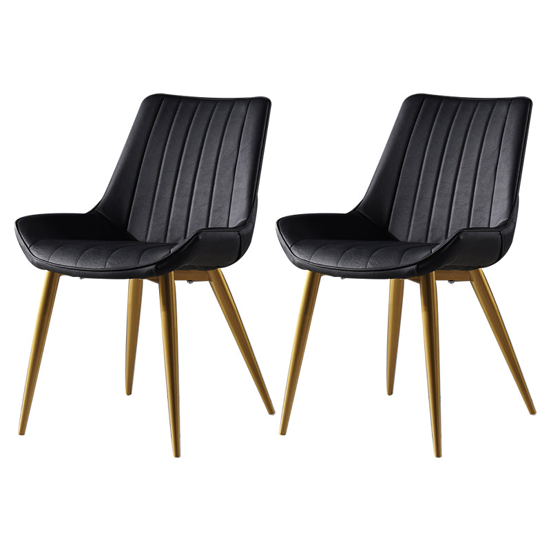 Metal Scandinavian Style Dining Chair Dining Room Armless Parsons Chair Black 2 Piece Set Brass Gold Clearhalo ' kitchen&dining_furn' 'Dining Chairs' 'Dining Tables & Seating' 'dining_chair' 'furn' 'furn_dining_chair' 'Furniture' 'furniture_dining_chair' 'Kitchen & Dining Furniture' 'kitchen' 4129067