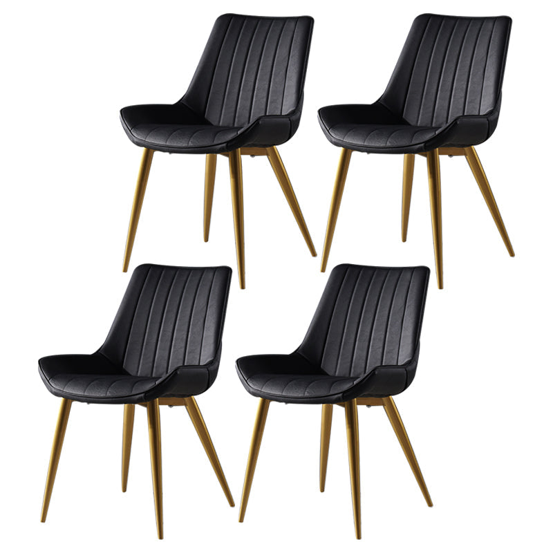 Metal Scandinavian Style Dining Chair Dining Room Armless Parsons Chair Black 4 Piece Set Brass Gold Clearhalo ' kitchen&dining_furn' 'Dining Chairs' 'Dining Tables & Seating' 'dining_chair' 'furn' 'furn_dining_chair' 'Furniture' 'furniture_dining_chair' 'Kitchen & Dining Furniture' 'kitchen' 4129069