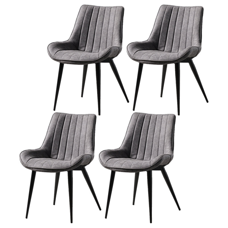 Metal Scandinavian Style Dining Chair Dining Room Armless Parsons Chair Grey 4 Piece Set Black Clearhalo ' kitchen&dining_furn' 'Dining Chairs' 'Dining Tables & Seating' 'dining_chair' 'furn' 'furn_dining_chair' 'Furniture' 'furniture_dining_chair' 'Kitchen & Dining Furniture' 'kitchen' 4129075
