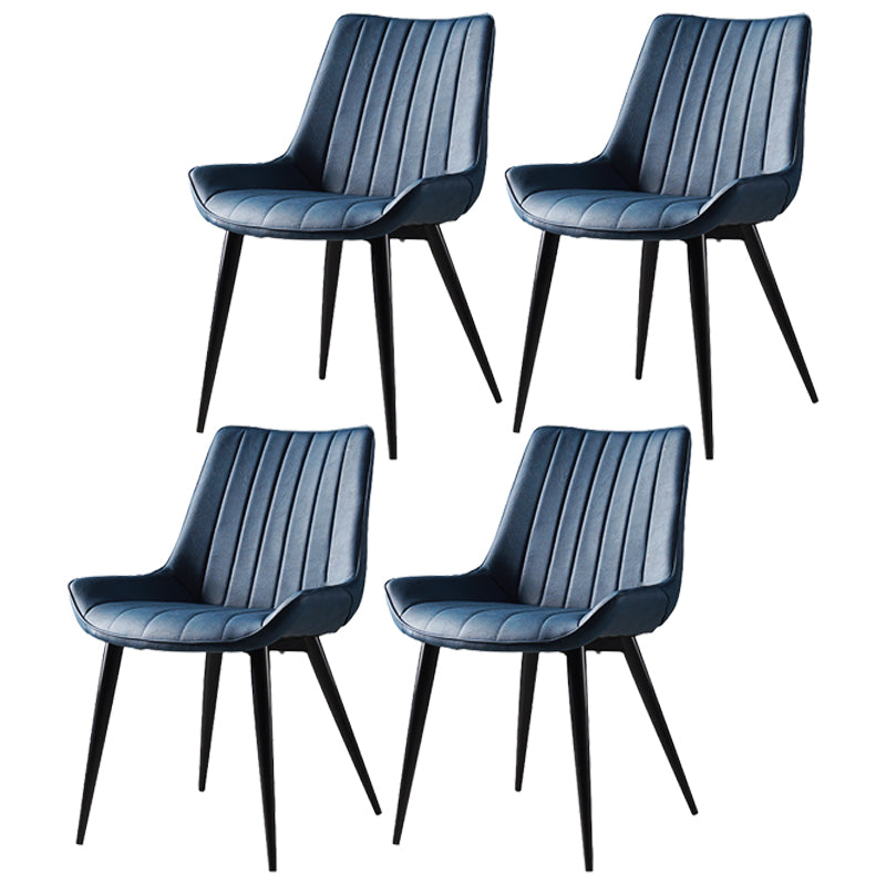 Metal Scandinavian Style Dining Chair Dining Room Armless Parsons Chair Blue 4 Piece Set Black Clearhalo ' kitchen&dining_furn' 'Dining Chairs' 'Dining Tables & Seating' 'dining_chair' 'furn' 'furn_dining_chair' 'Furniture' 'furniture_dining_chair' 'Kitchen & Dining Furniture' 'kitchen' 4129081