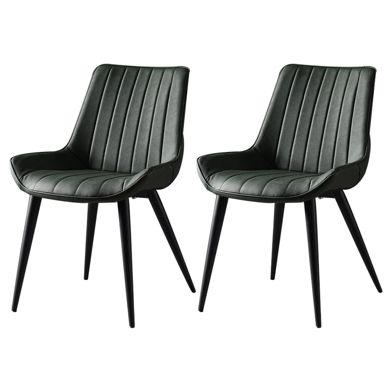 Metal Scandinavian Style Dining Chair Dining Room Armless Parsons Chair Green 2 Piece Set Black Clearhalo ' kitchen&dining_furn' 'Dining Chairs' 'Dining Tables & Seating' 'dining_chair' 'furn' 'furn_dining_chair' 'Furniture' 'furniture_dining_chair' 'Kitchen & Dining Furniture' 'kitchen' 4129083