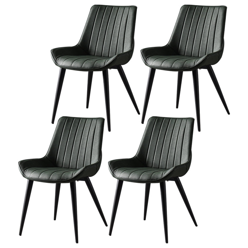Metal Scandinavian Style Dining Chair Dining Room Armless Parsons Chair Green 4 Piece Set Black Clearhalo ' kitchen&dining_furn' 'Dining Chairs' 'Dining Tables & Seating' 'dining_chair' 'furn' 'furn_dining_chair' 'Furniture' 'furniture_dining_chair' 'Kitchen & Dining Furniture' 'kitchen' 4129084