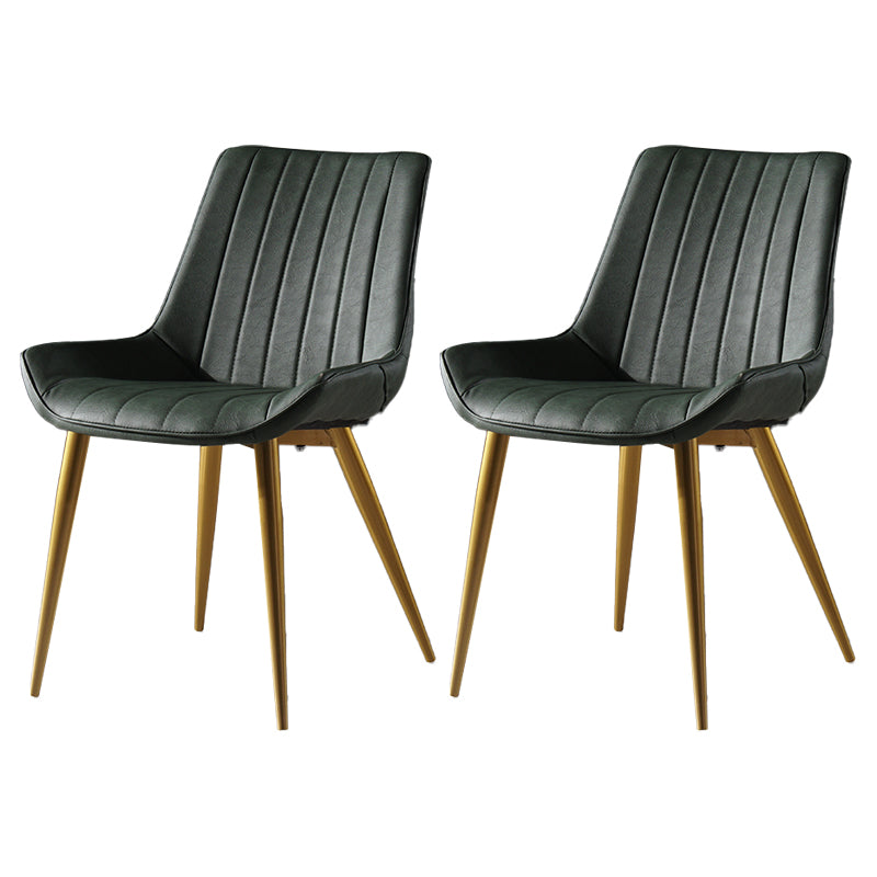 Metal Scandinavian Style Dining Chair Dining Room Armless Parsons Chair Green 2 Piece Set Brass Gold Clearhalo ' kitchen&dining_furn' 'Dining Chairs' 'Dining Tables & Seating' 'dining_chair' 'furn' 'furn_dining_chair' 'Furniture' 'furniture_dining_chair' 'Kitchen & Dining Furniture' 'kitchen' 4129086