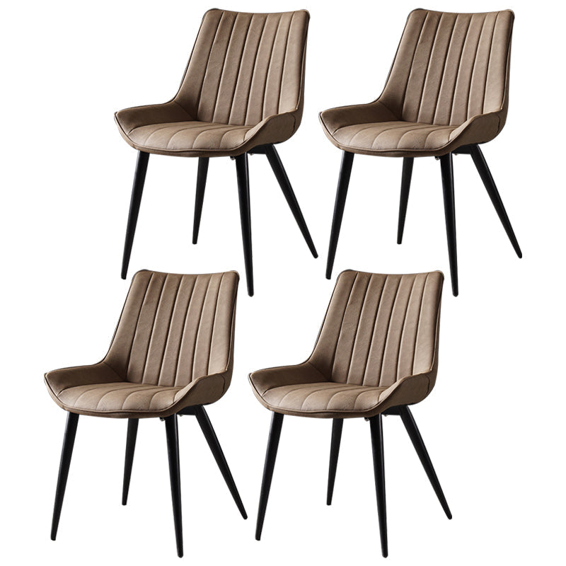 Metal Scandinavian Style Dining Chair Dining Room Armless Parsons Chair Camel 4 Piece Set Black Clearhalo ' kitchen&dining_furn' 'Dining Chairs' 'Dining Tables & Seating' 'dining_chair' 'furn' 'furn_dining_chair' 'Furniture' 'furniture_dining_chair' 'Kitchen & Dining Furniture' 'kitchen' 4129093