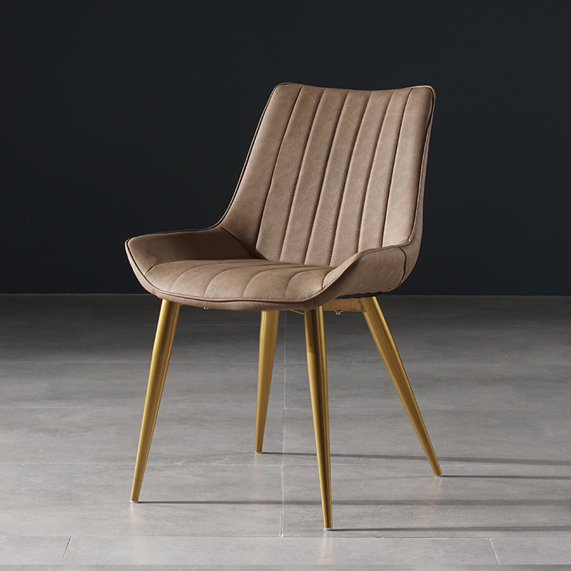 Metal Scandinavian Style Dining Chair Dining Room Armless Parsons Chair Camel 1 Piece Brass Gold Clearhalo ' kitchen&dining_furn' 'Dining Chairs' 'Dining Tables & Seating' 'dining_chair' 'furn' 'furn_dining_chair' 'Furniture' 'furniture_dining_chair' 'Kitchen & Dining Furniture' 'kitchen' 4129094