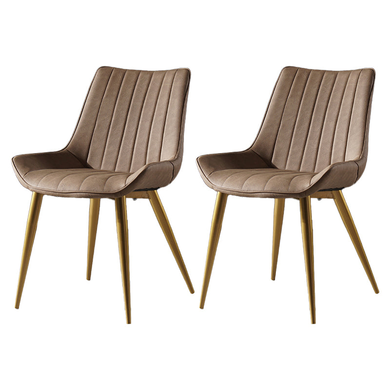 Metal Scandinavian Style Dining Chair Dining Room Armless Parsons Chair Camel 2 Piece Set Brass Gold Clearhalo ' kitchen&dining_furn' 'Dining Chairs' 'Dining Tables & Seating' 'dining_chair' 'furn' 'furn_dining_chair' 'Furniture' 'furniture_dining_chair' 'Kitchen & Dining Furniture' 'kitchen' 4129095