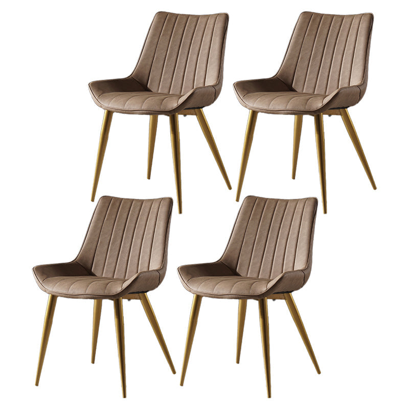 Metal Scandinavian Style Dining Chair Dining Room Armless Parsons Chair Camel 4 Piece Set Brass Gold Clearhalo ' kitchen&dining_furn' 'Dining Chairs' 'Dining Tables & Seating' 'dining_chair' 'furn' 'furn_dining_chair' 'Furniture' 'furniture_dining_chair' 'Kitchen & Dining Furniture' 'kitchen' 4129096