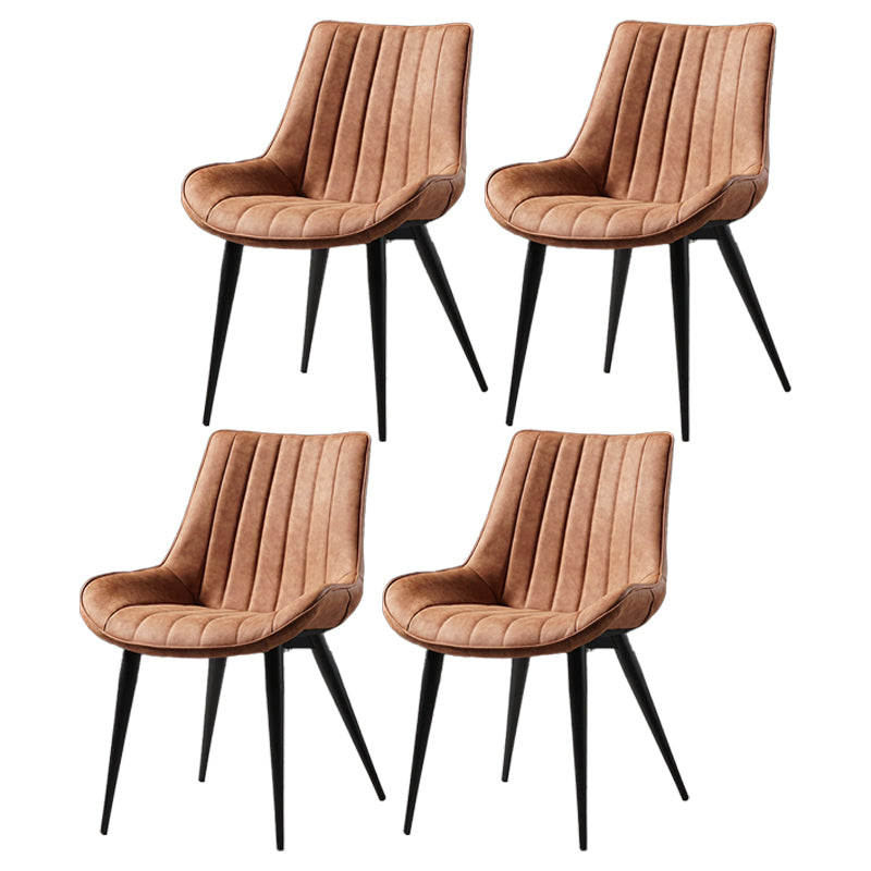 Metal Scandinavian Style Dining Chair Dining Room Armless Parsons Chair Light Brown 4 Piece Set Black Clearhalo ' kitchen&dining_furn' 'Dining Chairs' 'Dining Tables & Seating' 'dining_chair' 'furn' 'furn_dining_chair' 'Furniture' 'furniture_dining_chair' 'Kitchen & Dining Furniture' 'kitchen' 4129099