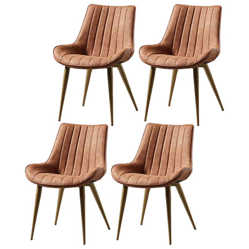 Metal Scandinavian Style Dining Chair Dining Room Armless Parsons Chair Light Brown 4 Piece Set Brass Gold Clearhalo ' kitchen&dining_furn' 'Dining Chairs' 'Dining Tables & Seating' 'dining_chair' 'furn' 'furn_dining_chair' 'Furniture' 'furniture_dining_chair' 'Kitchen & Dining Furniture' 'kitchen' 4129102