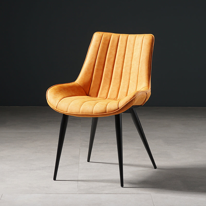 Metal Scandinavian Style Dining Chair Dining Room Armless Parsons Chair Orange Yellow 1 Piece Black Clearhalo ' kitchen&dining_furn' 'Dining Chairs' 'Dining Tables & Seating' 'dining_chair' 'furn' 'furn_dining_chair' 'Furniture' 'furniture_dining_chair' 'Kitchen & Dining Furniture' 'kitchen' 4129103