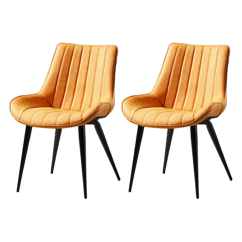 Metal Scandinavian Style Dining Chair Dining Room Armless Parsons Chair Orange Yellow 2 Piece Set Black Clearhalo ' kitchen&dining_furn' 'Dining Chairs' 'Dining Tables & Seating' 'dining_chair' 'furn' 'furn_dining_chair' 'Furniture' 'furniture_dining_chair' 'Kitchen & Dining Furniture' 'kitchen' 4129104