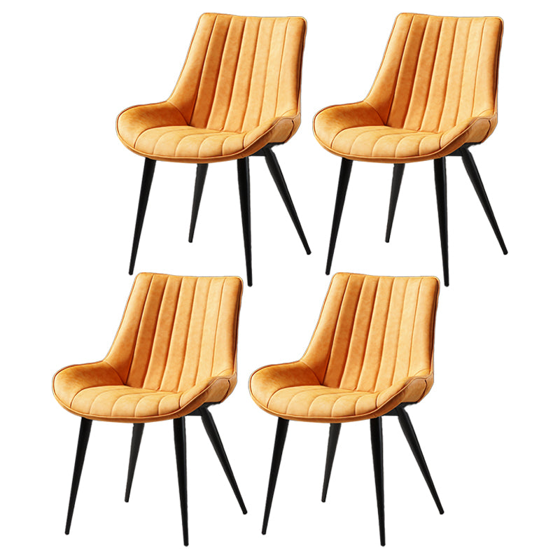 Metal Scandinavian Style Dining Chair Dining Room Armless Parsons Chair Orange Yellow 4 Piece Set Black Clearhalo ' kitchen&dining_furn' 'Dining Chairs' 'Dining Tables & Seating' 'dining_chair' 'furn' 'furn_dining_chair' 'Furniture' 'furniture_dining_chair' 'Kitchen & Dining Furniture' 'kitchen' 4129105