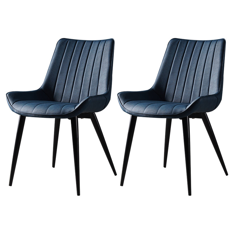 Metal Scandinavian Style Dining Chair Dining Room Armless Parsons Chair Dark Blue 2 Piece Set Black Clearhalo ' kitchen&dining_furn' 'Dining Chairs' 'Dining Tables & Seating' 'dining_chair' 'furn' 'furn_dining_chair' 'Furniture' 'furniture_dining_chair' 'Kitchen & Dining Furniture' 'kitchen' 4129107