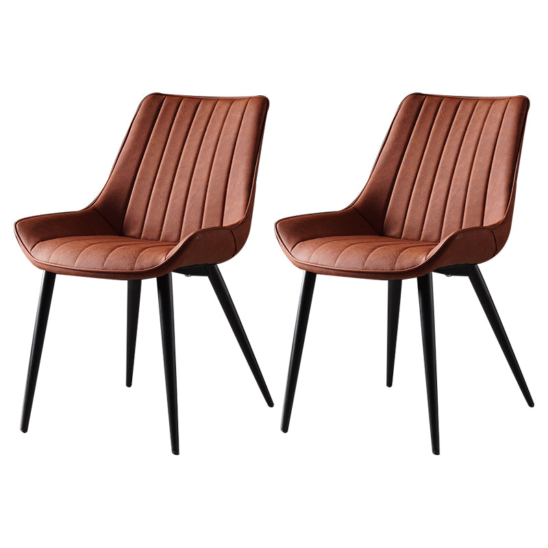 Metal Scandinavian Style Dining Chair Dining Room Armless Parsons Chair Orange 2 Piece Set Black Clearhalo ' kitchen&dining_furn' 'Dining Chairs' 'Dining Tables & Seating' 'dining_chair' 'furn' 'furn_dining_chair' 'Furniture' 'furniture_dining_chair' 'Kitchen & Dining Furniture' 'kitchen' 4129110