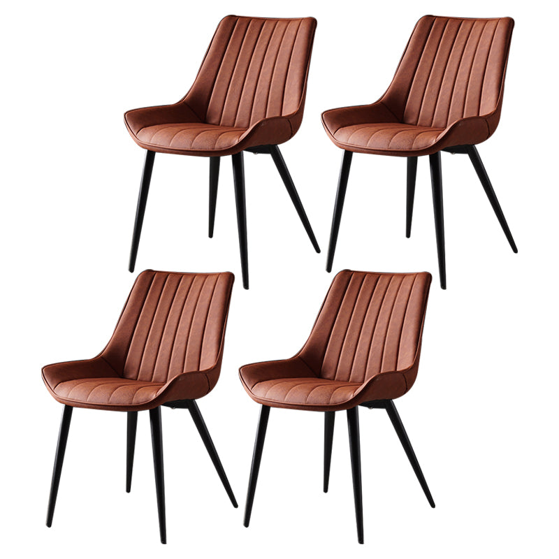 Metal Scandinavian Style Dining Chair Dining Room Armless Parsons Chair Orange 4 Piece Set Black Clearhalo ' kitchen&dining_furn' 'Dining Chairs' 'Dining Tables & Seating' 'dining_chair' 'furn' 'furn_dining_chair' 'Furniture' 'furniture_dining_chair' 'Kitchen & Dining Furniture' 'kitchen' 4129111