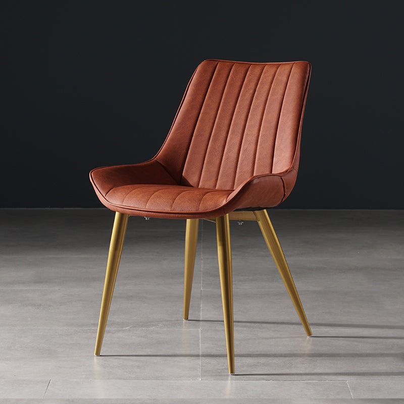 Metal Scandinavian Style Dining Chair Dining Room Armless Parsons Chair Orange 1 Piece Brass Gold Clearhalo ' kitchen&dining_furn' 'Dining Chairs' 'Dining Tables & Seating' 'dining_chair' 'furn' 'furn_dining_chair' 'Furniture' 'furniture_dining_chair' 'Kitchen & Dining Furniture' 'kitchen' 4129112