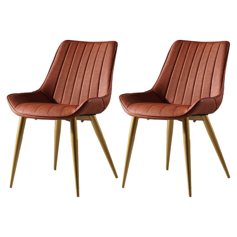 Metal Scandinavian Style Dining Chair Dining Room Armless Parsons Chair Orange 2 Piece Set Brass Gold Clearhalo ' kitchen&dining_furn' 'Dining Chairs' 'Dining Tables & Seating' 'dining_chair' 'furn' 'furn_dining_chair' 'Furniture' 'furniture_dining_chair' 'Kitchen & Dining Furniture' 'kitchen' 4129113