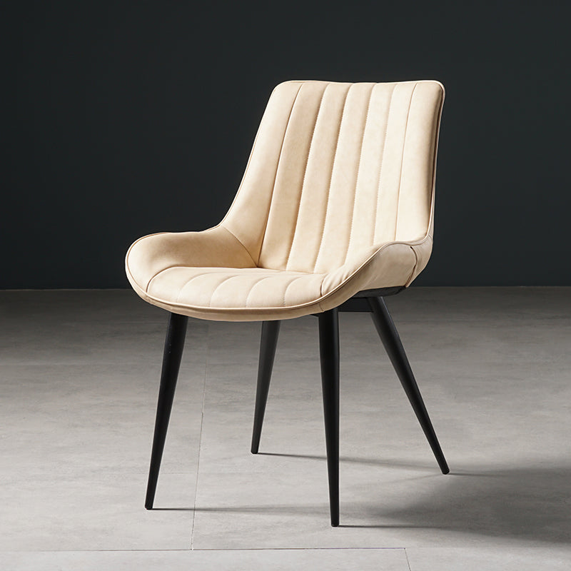 Metal Scandinavian Style Dining Chair Dining Room Armless Parsons Chair Off-White 1 Piece Black Clearhalo ' kitchen&dining_furn' 'Dining Chairs' 'Dining Tables & Seating' 'dining_chair' 'furn' 'furn_dining_chair' 'Furniture' 'furniture_dining_chair' 'Kitchen & Dining Furniture' 'kitchen' 4129115