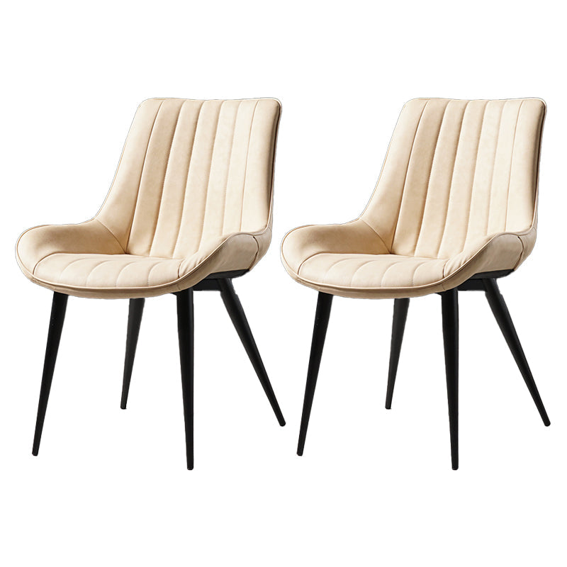 Metal Scandinavian Style Dining Chair Dining Room Armless Parsons Chair Off-White 2 Piece Set Black Clearhalo ' kitchen&dining_furn' 'Dining Chairs' 'Dining Tables & Seating' 'dining_chair' 'furn' 'furn_dining_chair' 'Furniture' 'furniture_dining_chair' 'Kitchen & Dining Furniture' 'kitchen' 4129116