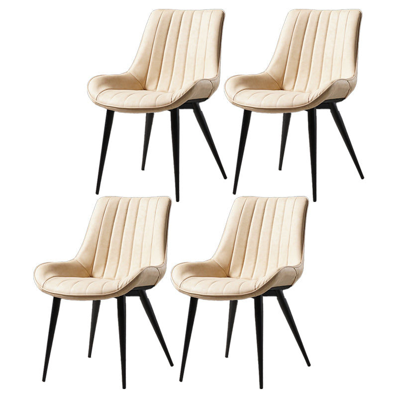 Metal Scandinavian Style Dining Chair Dining Room Armless Parsons Chair Off-White 4 Piece Set Black Clearhalo ' kitchen&dining_furn' 'Dining Chairs' 'Dining Tables & Seating' 'dining_chair' 'furn' 'furn_dining_chair' 'Furniture' 'furniture_dining_chair' 'Kitchen & Dining Furniture' 'kitchen' 4129117