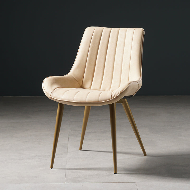 Metal Scandinavian Style Dining Chair Dining Room Armless Parsons Chair Off-White 1 Piece Brass Gold Clearhalo ' kitchen&dining_furn' 'Dining Chairs' 'Dining Tables & Seating' 'dining_chair' 'furn' 'furn_dining_chair' 'Furniture' 'furniture_dining_chair' 'Kitchen & Dining Furniture' 'kitchen' 4129118