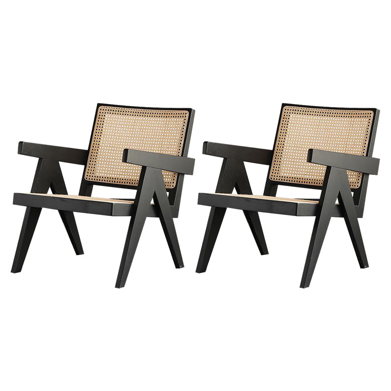 Traditional Wood Dining Chair Cane Back Dining Arm Chairs for Home Use Black Wicker & Rattan 2 Piece Set Clearhalo ' kitchen&dining_furn' 'Dining Chairs' 'Dining Tables & Seating' 'dining_chair' 'furn' 'furn_dining_chair' 'Furniture' 'furniture_dining_chair' 'Kitchen & Dining Furniture' 'kitchen' 4129162