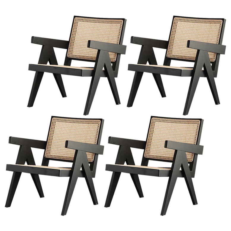 Traditional Wood Dining Chair Cane Back Dining Arm Chairs for Home Use Black Wicker & Rattan 4 Piece Set Clearhalo ' kitchen&dining_furn' 'Dining Chairs' 'Dining Tables & Seating' 'dining_chair' 'furn' 'furn_dining_chair' 'Furniture' 'furniture_dining_chair' 'Kitchen & Dining Furniture' 'kitchen' 4129163
