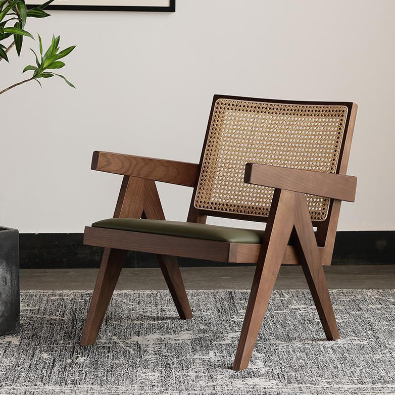 Traditional Wood Dining Chair Cane Back Dining Arm Chairs for Home Use Walnut Upholstered 1 Piece Clearhalo ' kitchen&dining_furn' 'Dining Chairs' 'Dining Tables & Seating' 'dining_chair' 'furn' 'furn_dining_chair' 'Furniture' 'furniture_dining_chair' 'Kitchen & Dining Furniture' 'kitchen' 4129181