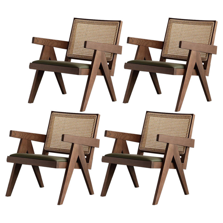 Traditional Wood Dining Chair Cane Back Dining Arm Chairs for Home Use Walnut Upholstered 4 Piece Set Clearhalo ' kitchen&dining_furn' 'Dining Chairs' 'Dining Tables & Seating' 'dining_chair' 'furn' 'furn_dining_chair' 'Furniture' 'furniture_dining_chair' 'Kitchen & Dining Furniture' 'kitchen' 4129183