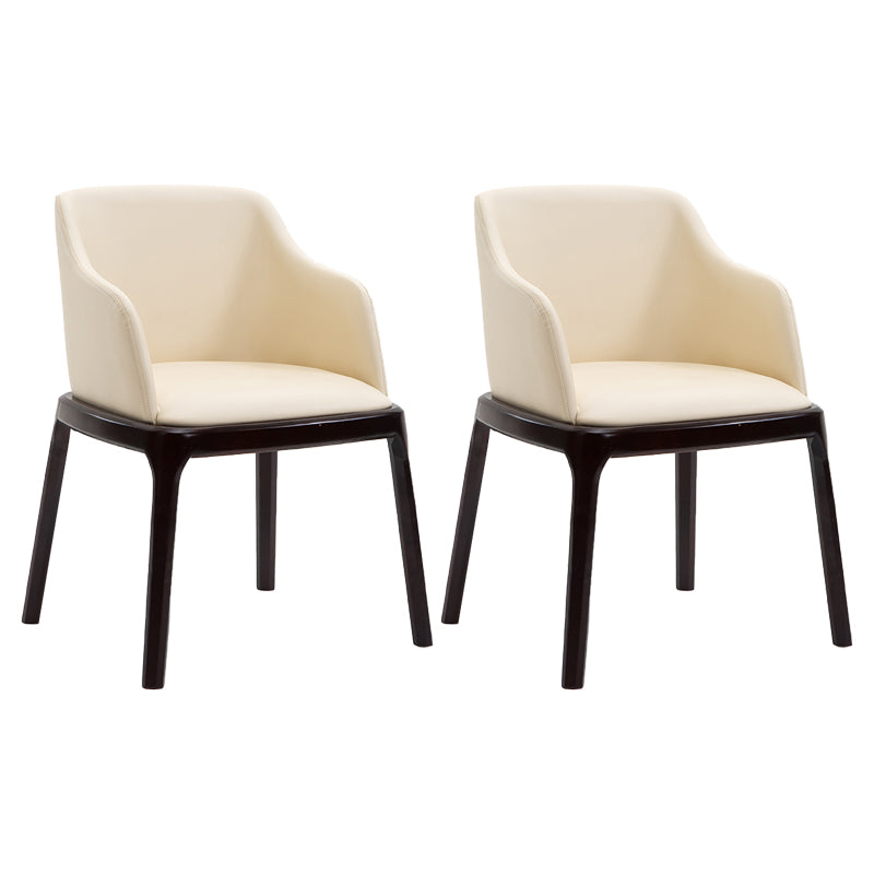 Scandinavian Solid Back Arm Chair Matte Finish Leather Dining Chair (Set of 2) White Clearhalo ' kitchen&dining_furn' 'Dining Chairs' 'Dining Tables & Seating' 'dining_chair' 'furn' 'furn_dining_chair' 'Furniture' 'furniture_dining_chair' 'Kitchen & Dining Furniture' 'kitchen' 4129186