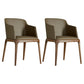 Scandinavian Solid Back Arm Chair Matte Finish Leather Dining Chair (Set of 2) Khaki Clearhalo ' kitchen&dining_furn' 'Dining Chairs' 'Dining Tables & Seating' 'dining_chair' 'furn' 'furn_dining_chair' 'Furniture' 'furniture_dining_chair' 'Kitchen & Dining Furniture' 'kitchen' 4129187