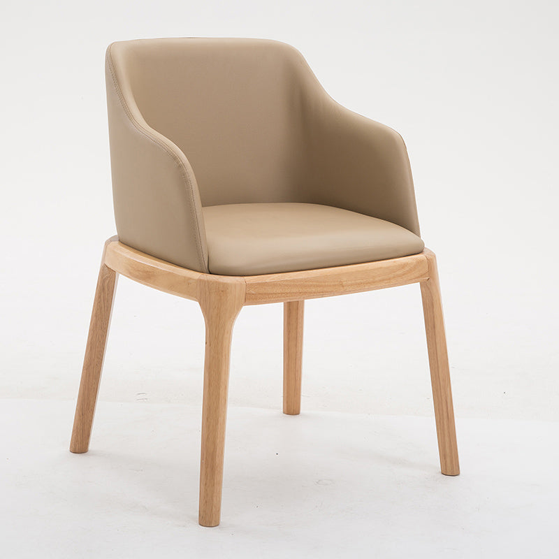 Scandinavian Solid Back Arm Chair Matte Finish Leather Dining Chair (Set of 2) Clearhalo ' kitchen&dining_furn' 'Dining Chairs' 'Dining Tables & Seating' 'dining_chair' 'furn' 'furn_dining_chair' 'Furniture' 'furniture_dining_chair' 'Kitchen & Dining Furniture' 'kitchen' 4129190