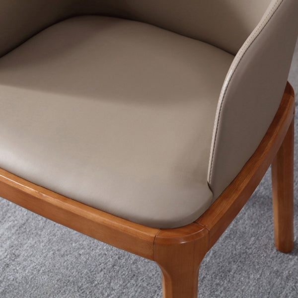 Scandinavian Solid Back Arm Chair Matte Finish Leather Dining Chair (Set of 2) Clearhalo ' kitchen&dining_furn' 'Dining Chairs' 'Dining Tables & Seating' 'dining_chair' 'furn' 'furn_dining_chair' 'Furniture' 'furniture_dining_chair' 'Kitchen & Dining Furniture' 'kitchen' 4129192