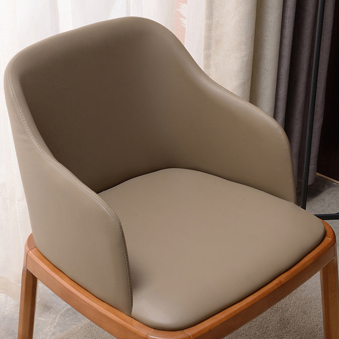 Scandinavian Solid Back Arm Chair Matte Finish Leather Dining Chair (Set of 2) Clearhalo ' kitchen&dining_furn' 'Dining Chairs' 'Dining Tables & Seating' 'dining_chair' 'furn' 'furn_dining_chair' 'Furniture' 'furniture_dining_chair' 'Kitchen & Dining Furniture' 'kitchen' 4129194