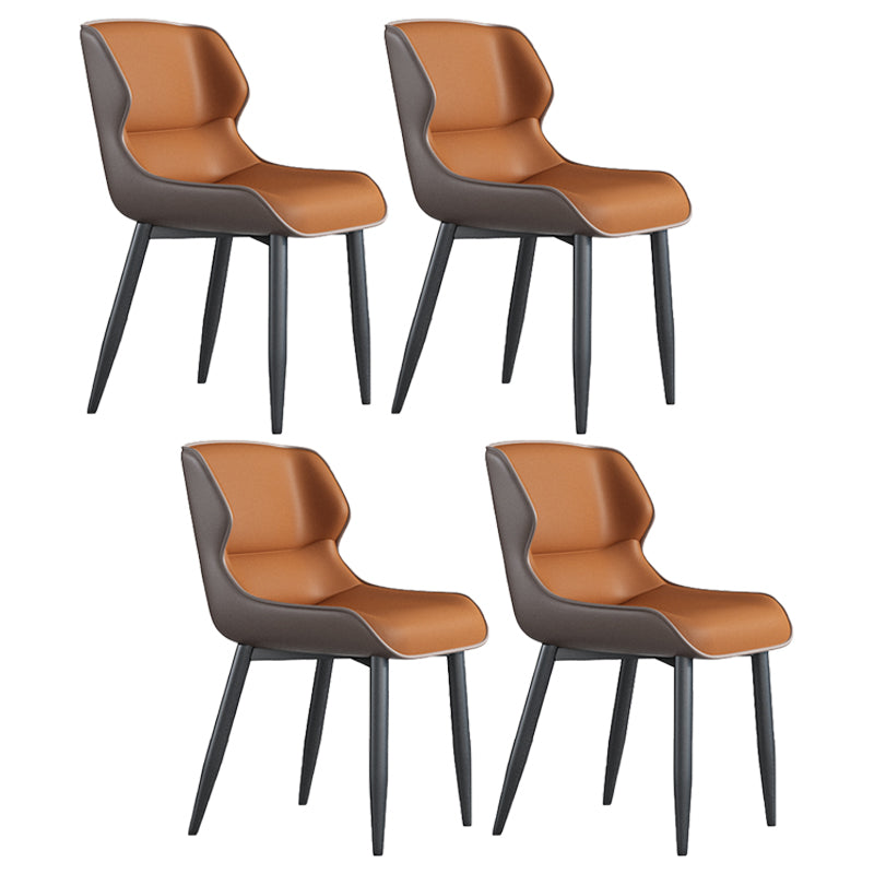 Industrial Style Metal Chair Set Kitchen Dining Room Wingback Side Chairs Orange 4 Piece Set Clearhalo ' kitchen&dining_furn' 'Dining Chairs' 'Dining Tables & Seating' 'dining_chair' 'furn' 'furn_dining_chair' 'Furniture' 'furniture_dining_chair' 'Kitchen & Dining Furniture' 'kitchen' 4129200
