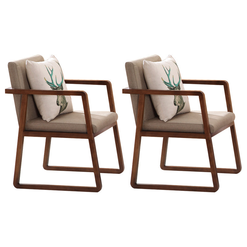 Traditional Wood Dining Side Chair Home Solid Back Dining Chair with Arm Grey 2 Piece Set Walnut Clearhalo ' kitchen&dining_furn' 'Dining Chairs' 'Dining Tables & Seating' 'dining_chair' 'furn' 'furn_dining_chair' 'Furniture' 'furniture_dining_chair' 'Kitchen & Dining Furniture' 'kitchen' 4129237