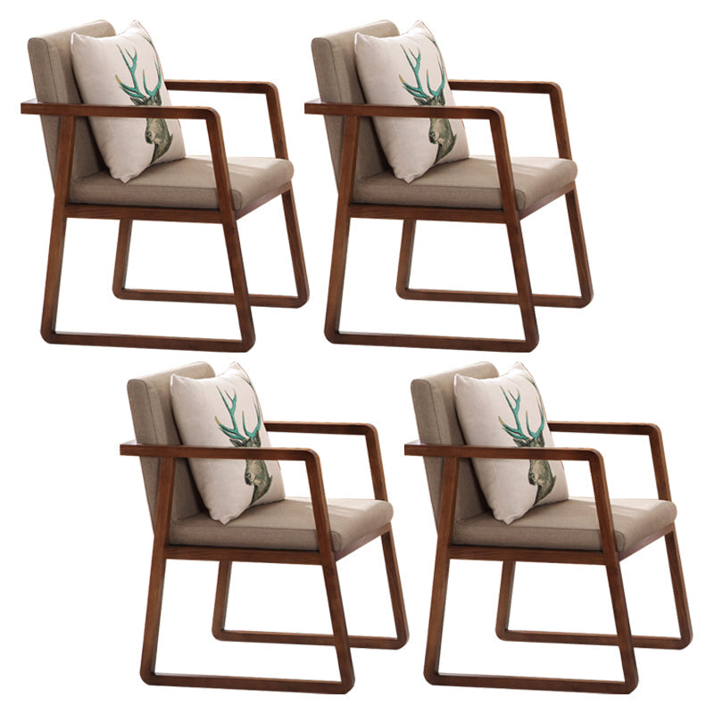 Traditional Wood Dining Side Chair Home Solid Back Dining Chair with Arm Grey 4 Piece Set Walnut Clearhalo ' kitchen&dining_furn' 'Dining Chairs' 'Dining Tables & Seating' 'dining_chair' 'furn' 'furn_dining_chair' 'Furniture' 'furniture_dining_chair' 'Kitchen & Dining Furniture' 'kitchen' 4129238