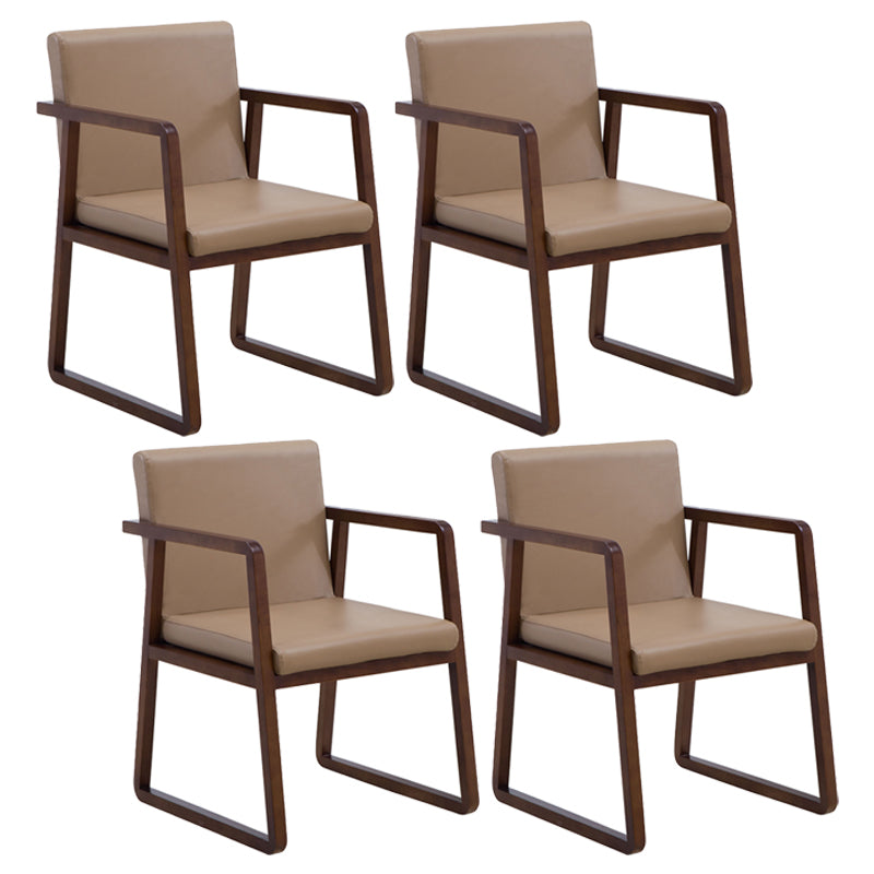 Traditional Wood Dining Side Chair Home Solid Back Dining Chair with Arm Khaki 4 Piece Set Walnut Clearhalo ' kitchen&dining_furn' 'Dining Chairs' 'Dining Tables & Seating' 'dining_chair' 'furn' 'furn_dining_chair' 'Furniture' 'furniture_dining_chair' 'Kitchen & Dining Furniture' 'kitchen' 4129245