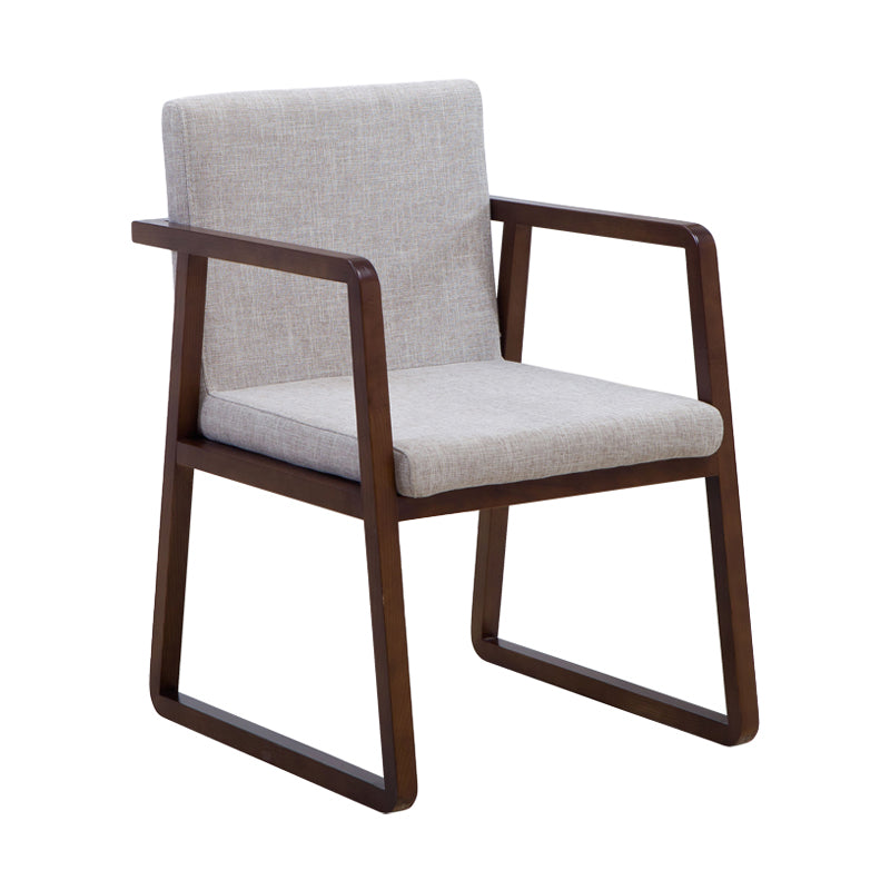 Traditional Wood Dining Side Chair Home Solid Back Dining Chair with Arm Gray-White 1 Piece Walnut Clearhalo ' kitchen&dining_furn' 'Dining Chairs' 'Dining Tables & Seating' 'dining_chair' 'furn' 'furn_dining_chair' 'Furniture' 'furniture_dining_chair' 'Kitchen & Dining Furniture' 'kitchen' 4129261