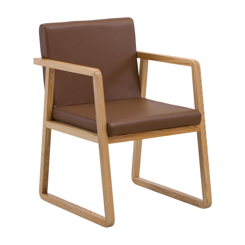 Traditional Wood Dining Side Chair Home Solid Back Dining Chair with Arm Dark Brown 1 Piece Natural Wood Clearhalo ' kitchen&dining_furn' 'Dining Chairs' 'Dining Tables & Seating' 'dining_chair' 'furn' 'furn_dining_chair' 'Furniture' 'furniture_dining_chair' 'Kitchen & Dining Furniture' 'kitchen' 4129264