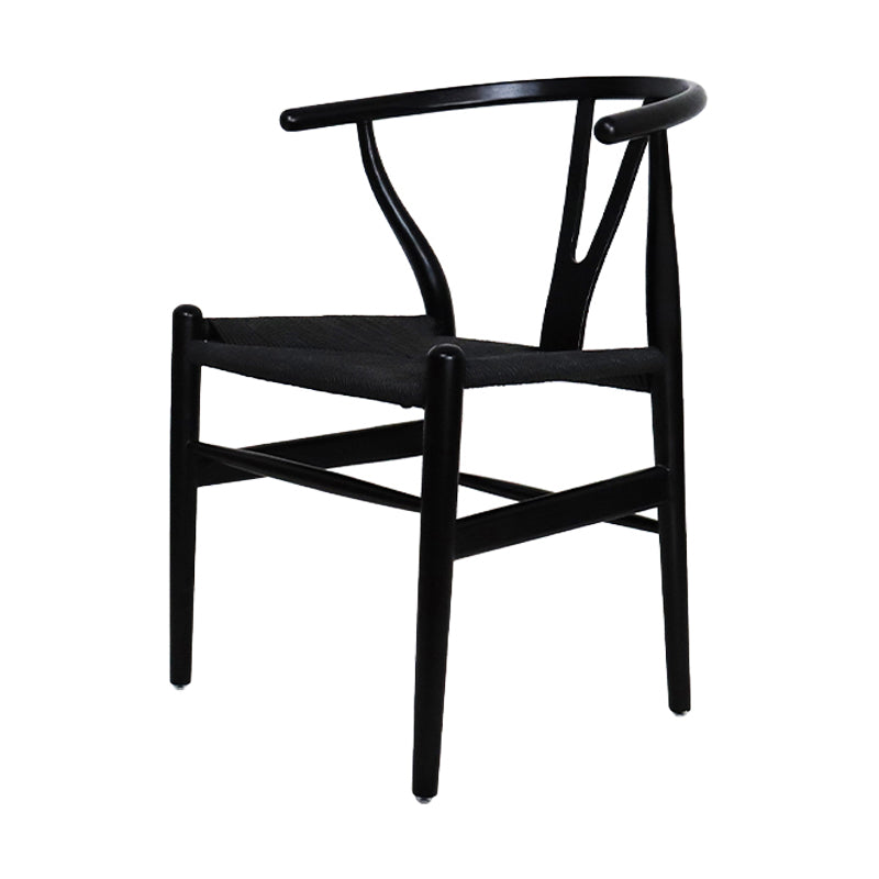 Contemporary Upholstered Restaurant Arm Chair Natural Wishbone Dining Chair Black 1 Piece Clearhalo ' kitchen&dining_furn' 'Dining Chairs' 'Dining Tables & Seating' 'dining_chair' 'furn' 'furn_dining_chair' 'Furniture' 'furniture_dining_chair' 'Kitchen & Dining Furniture' 'kitchen' 4129309